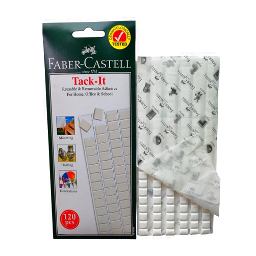 Faber-Castell Reusable Removable Adhesive Tacky Putty White Tack, Poster & Multipurpose Wall Safe Sticky Tack (120 Pieces)