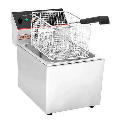 BHFRYU 8L Deep Fat Fryer, Commercial Deep Fryer with Temperature Control Stainless Steel Non-Stick Oil Tank Removable Lid & Basket Non-Slip Feet Easy Clean 2800W,Double Cylinder (Single Cylinder)