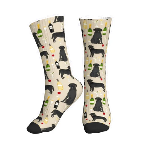COIXRE chegna Black Lab Wine Labrador Retriever Dog Tan Athletic Socks Sport Running Calf Socks Performance Cushioned Breathable Crew Socks for Men Wome