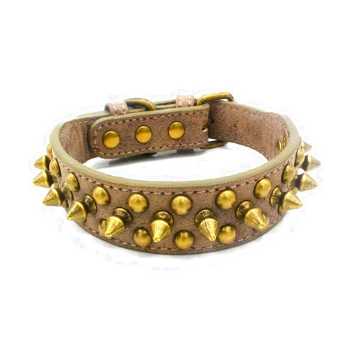 Serijoars Spiked Dog Collar Soft Pu Leather Mushrooms Rivet Spike Studded Dog Collar Adjustable Puppy Collars (S, Grey2)