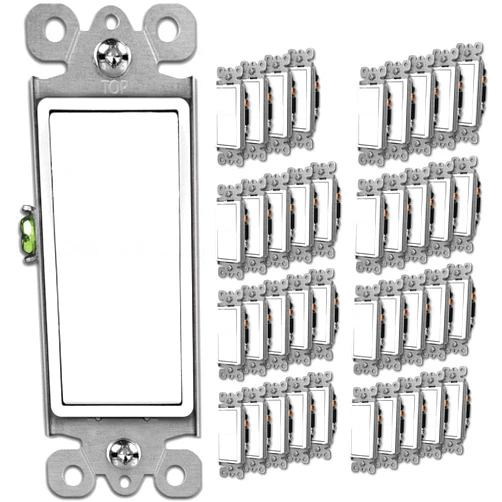 BESTTEN [40 Pack] BESTTEN Single-Pole Light Switch, 15A 120/277V, Paddle Wall Switch, On/Off Rocker Interrupter, UL Listed, White