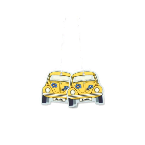BRISA VW Collection Volkswagen Air Freshener, Room Freshener, Deodorizer for Cars Beetle Motif (Set of 2) (Yellow, Coconut)