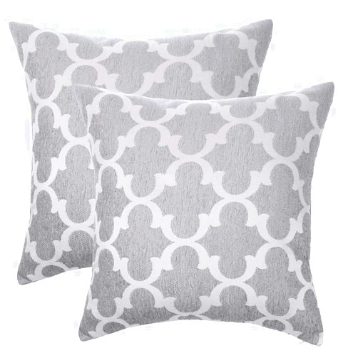 STARSCITY Square Decorative Throw Pillow Cases Soft Microfiber Outdoor Cushion Covers 18 X 18 for Sofa Bedroom Throw Cushion Cover Couch Chair Back Seat (Gray, 18x18 inches