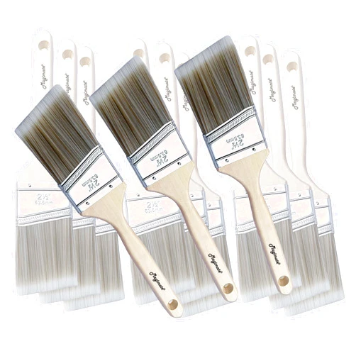 Magimate 2 1/2 Inch Angled Stain Brush Bulk Pack, Wood Paint Brushes for Trimming Furniture, Baseboards, Fence and Walls – Set of 12
