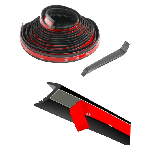 YAKEFLY 13.12Ft Car Window Seal Strip,Self Adhesive Auto Rubber Weather Draft Seal Strip,Universal V-Shaped Window Sealing Strip with Installation Tool,Auto Noise Insulation Draft Accessories