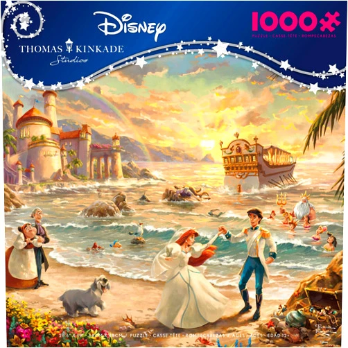 Ceaco - Thomas Kinkade - Disney - The Little Mermaid - Celebration of Love - 1000 Piece Jigsaw Puzzle, 26.6 x 19