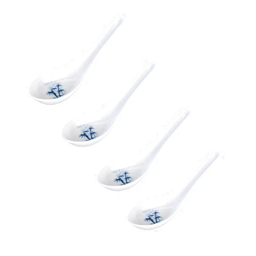 JapanBargain 2323x4, Set of 4 Soup Spoons Chinese Wonton Soup Spoons Japanese Miso Soup Spoons Rice Spoons Pho Spoons Soba Spoons 5 inch, White Bamboo