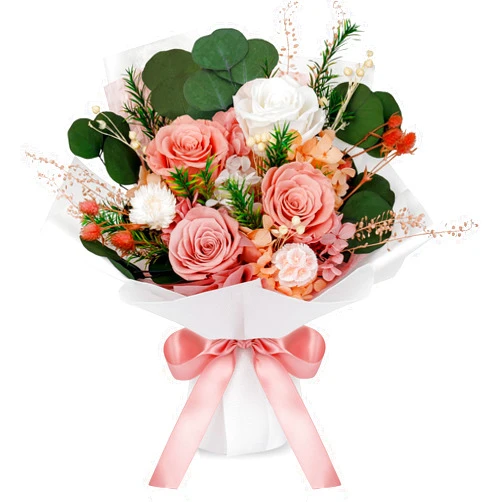 Perfectione Roses 4 Roses Mixed Bouquet for Mother's Day, Flowers for Delivery, Preserved Flowers Birthday Gift for Women Mom Wife Grandma Her, Dusty Rose