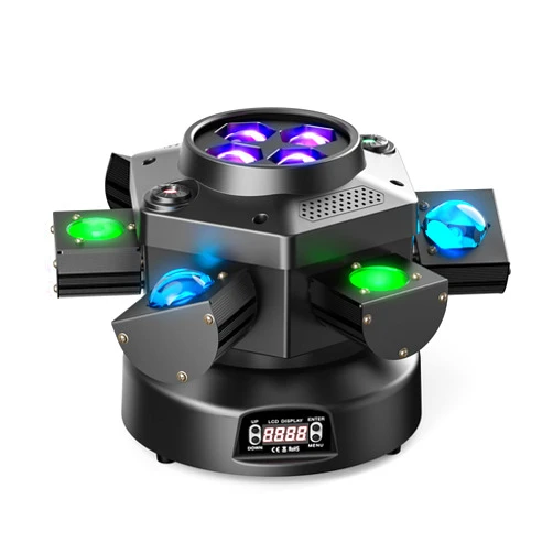 HOLDLAMP LED 6 Arms Moving Head Light 150W 4 in 1 RGBW Beam/Wash/Zoom Effect Stage Light by DMX Controlled Sound Activated Auto DJ Lighting for Wedding Party KTV Church Live Show