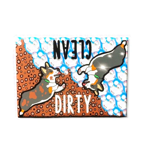 The Cloudy Corgi Tricolor Welsh Corgi Dishwasher Magnet, Clean Dirty Dog Sign, Kitchen Accessories & Home Decor, 2x3