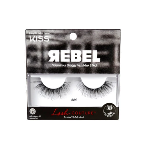 KISS Lash Couture Rebel Collection, False Eyelashes, Vibin'', 14 mm, Includes 1 Pair Of Lash, Contact Lens Friendly, Easy to Apply, Reusable Strip Lashes