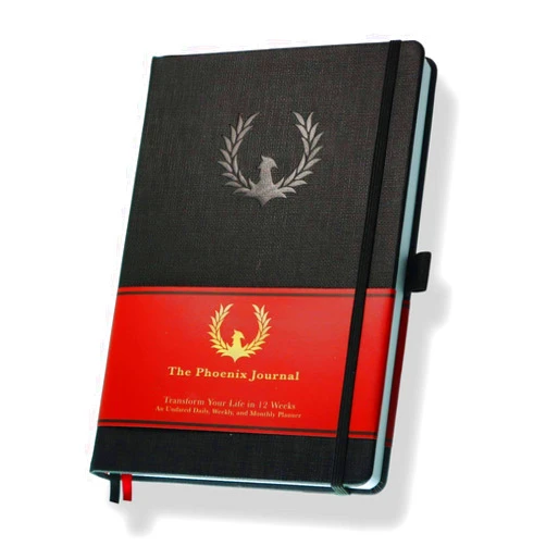 Phoenix Planner The Phoenix Journal - Best Daily Goal Planner, Organizer, & Calendar for Goal Setting, Gratitude, Happiness, & Productivity - Vision Board & Habit Tracking - 12 Weeks, Undated, Hardcover - Black