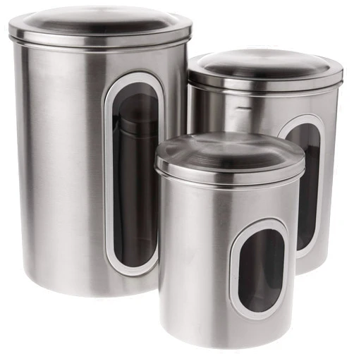 Fox Run 6103 Canister Set, Stainless Steel, 3-Piece Metallic, 5.75 x 6 x 8.5 inches