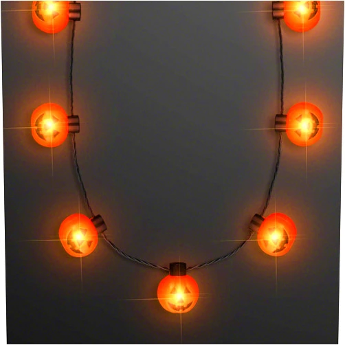 FlashingBlinkyLights Halloween Big Pumpkin LED Bulbs Light Up Necklace