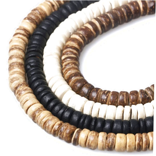Woodeni 4 Strands Coconut Shell Oblate Beads 8mm Coconut Rondelle Disk Beads for DIY Crafts Jewelry Making, 100Pcs/1 Strands for Each Color