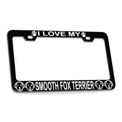 Customola I Love My Smooth Fox Terrier Dogs Black Metal License Plate Frame for Car SUV Truck Style 12