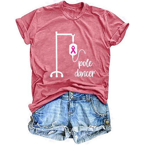 CAZYCHILD Breast Cancer Shirts for Women Breast Cancer Awareness Shirts Pink Ribbon Tee Cancer Care Gift V Neck Tshirts