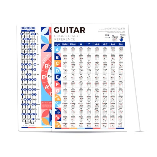 Inkfonts Guitar Chord Chart for Beginner Adult or Kid, 8'' x 11'' Pocket Guitar Chords Cheatsheets of Acoustic Electric Guitar, Great Guitar Chords Reference Poster to Improve Guitar Technique & Music Theory
