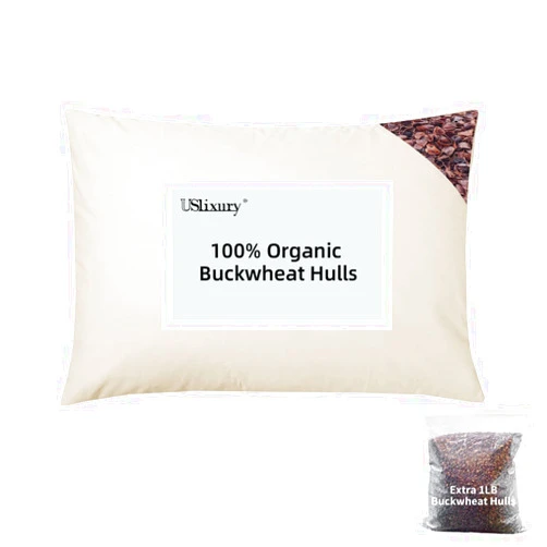 USlixury Buckwheat Pillow with Extra Buckwheat Fill - Adjustable Buckwheat Hull Pillow, Buckwheat Pillows for Sleeping with Firm Support, Buckwheat Neck Pillow for Side Back Sleeper,15x19, White