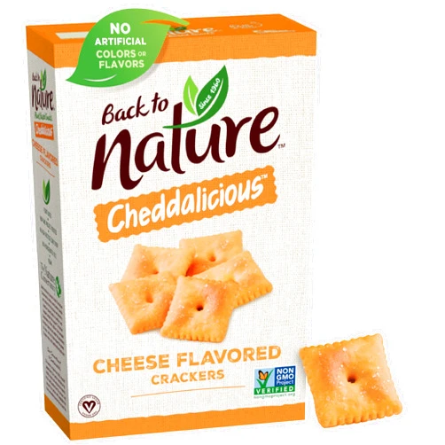 Back to Nature Cheese Flavored Crackers - Non-GMO, Made with Wheat Flour, Vegan, Delicious & Quality Snacks, Cheddalicious, 6 Ounce