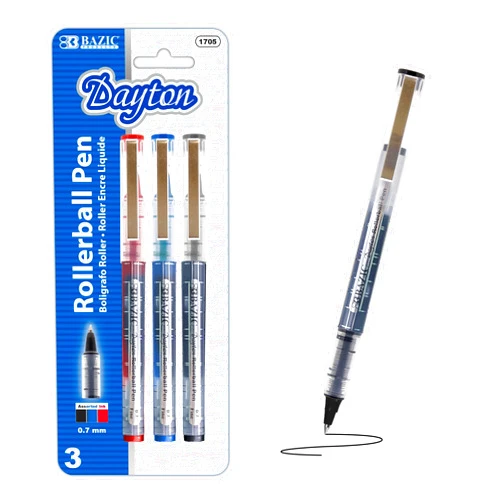 BAZIC Products BAZIC Dayton Rollerball Pen 0.7mm Assorted Color, Regulator Flowing Liquid Ink Pens, Rolling Ball Pens Smooth Writing for Office (3/Pack), 24-Packs
