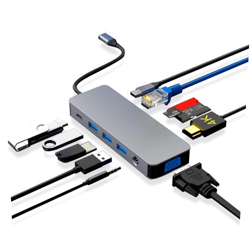 Ciwich USB C Docking Station - 11 in 1 USB-C Hub Multiple Adapter with 4K HDMI,Gigabit Ethernet,VGA,3 USB3.0, Ethernet Audio SD/TF Read Card for Laptops Computer