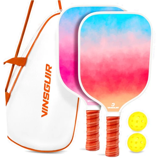 VINSGUIR Pickleball Paddles Set of 2, USAPA Approved Fiberglass Surface Pickleball Set with 2 Rackets, Balls & Stylish Bag, Ideal Gift for Women