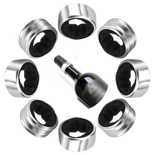 Kitwinney Stainless Steel Wine Bottle Collars, Classy Wine Drip Rings, 8 Pack Simple and Durable Wine Drop Stoppers with Velvet Felt, Small Handy Gadget for Kitchen and Bar (BK8)