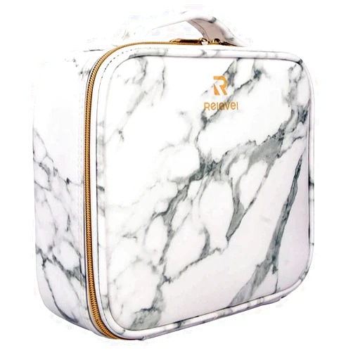 SoQte Partition Cosmetic Case, Convenient Travel Toiletry Bag, Portable Storage Bag (marble)