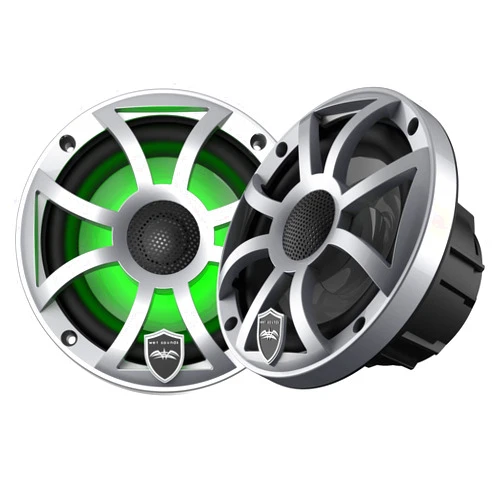 wet sounds REVO 6-XSS Silver Open XS Grille 6.5 Inch Marine LED Coaxial Speakers (Pair)(Renewed)