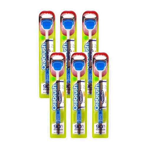 DenTek Orabrush Tongue Cleaner and Tongue Scraper 1 Count (Pack of 6) (Color May Vary)