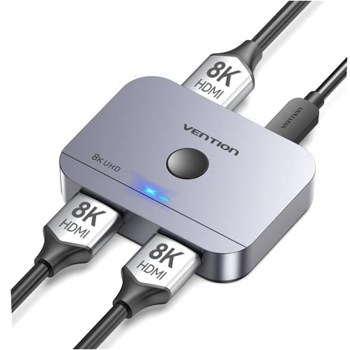VENTION 8K HDMI Switch 2 in 1 Out, HDMI Switch 4K 120Hz with LED Indicators/HDMI 2.1 Switch/HDMI Splitter 2 in 1 Out/HDMI Switcher Support 8K 4K 3D HDR for Xbox PS5/4/3 Blu-Ray TV/Player/Laptop PC
