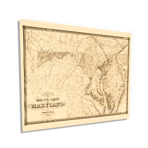 HISTORIX Vintage 1841 Maryland State Map - 18x24 Inch Vintage Map of the State of Maryland Wall Art - Vintage Maryland Home Decor Poster Print - Showing Virginia Washington DC Chesapeake Bay
