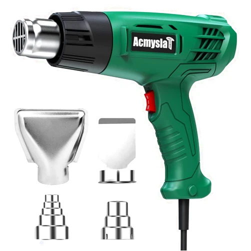 AcmyslaT Heat Gun, Heavy Duty Hot Air Gun Kit Dual Temperature Settings 572℉~932℉ (300℃-500℃), Overload Protection with 4 Nozzles for Crafts, Shrink Wrapping/Tubing, Paint Removing, Epoxy Resin