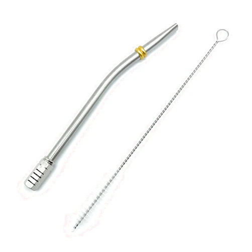 Matear Traditional South american bombilla SET - Cleaning brush included | Ergonomic design for Yerba Mate drinking | Removable filter for easy cleaning | 6 ½ in, 16.5 cm long (SET 1)