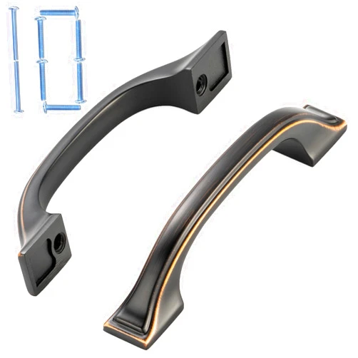 KOOFIZO Square Foot Craftsman Cabinet Bow Pull - Oil Rubbed Bronze Furniture Handle, 3 Inch/76mm Screw Spacing, 10-Pack for Kitchen Cupboard Door, Bedroom Dresser Drawer, Bathroom Wardrobe Hardware