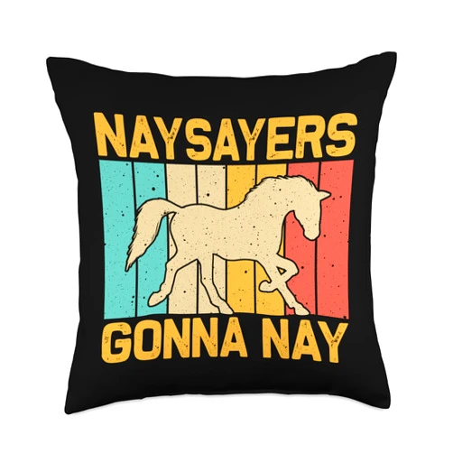 Retro Horse Gift Horse Rider Accessories & Stuff Funny Horse Design For Men Women Horse Lover Horse Racing Throw Pillow