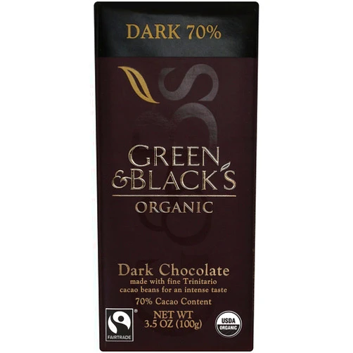 Green & Black's Organic 70% Dark Chocolate Candy Bars, 3.5 Ounce (Pack of 6)