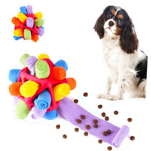 Tesytto Snuffle Ball Dog Toy Interactive Pet Doy Encourage Natural Foraging Skills Slow Food Interesting Training Puppy Playing Portable Pet Toys (Colourful Red)