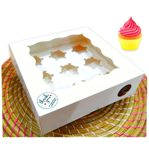JVA Pro Mini Cupcake Boxes with Inserts (10-Pack) – 7x7x2 Inch White Bakery Boxes with Window – Holds 9 Mini Cupcakes – Ideal for Pastries, Chocolate Strawberries, Pies, Cakes, Cookies & Baked Treats
