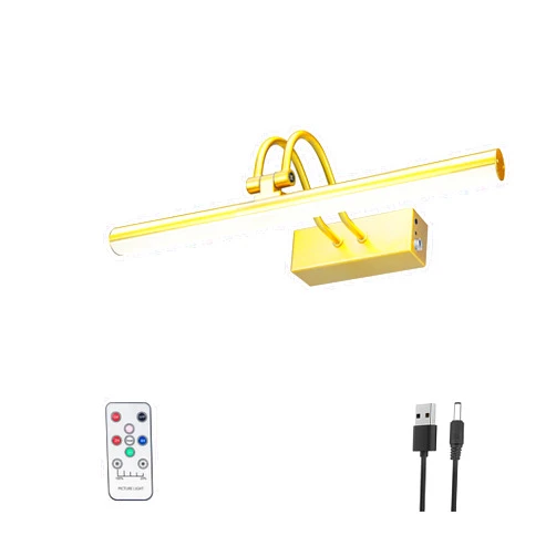 RAIFOOLLY Picture Light,13in Battery Operated Art Lights for Paintings,Remote Display Accent Light with Timer and Dimmable for Wall,Frame, Portrait, Dartboard-Gold