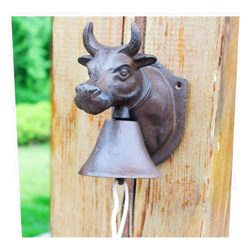 XBSXP Retro Doorbell Antique Doorbell Retro Cow Metal Wall Mount Door Call Bell Home Collection Antique Hardware Farmhouse Style Cast Iron Decorative Doorbell Ideal for Garden Bar Coffee