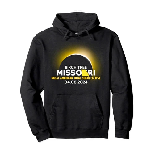 Zum2 Total Solar Eclipse Gifts Birch Tree Missouri MO Total Solar Eclipse 2024 Pullover Hoodie