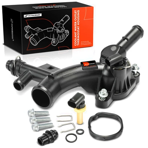 A-Premium Engine Coolant Thermostat Housing Water Outlet w/Sensor Compatible with Buick, Chevy Vehicles - 1.4L Only - Cruze 11-15, Sonic 12-20, Trax 13-20, Encore 13-20 - Replaces 25193922
