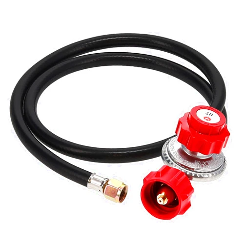 Gas One GasOne 2109-RED 4 ft High Pressure 0-20 PSI Adjustable Regulator with Red QCC-1 Type Hose-Works with Newer U.S. Propane Tanks