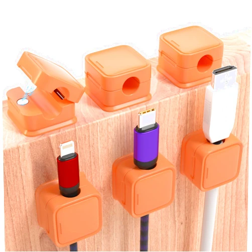 Costop 6 Pack Magnetic Cord Organizer, Easy Secure Adhesive Cable Management, Wire Holder Keeper Organizer Management, Hide Or Organize Phone USB Charger Cable for Home,Office,Car,Desk,Nightstand-Orange