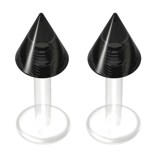 Evonix 2pc Labret 14g Studs Flexible Bioplast Clear Plastic Bioflex Lip Monroe Spike Piercing Jewelry