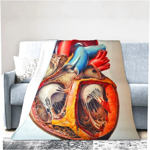 AABSTBFM Human Anatomy Heart Chart Fleece Throw Blanket for Couch - Thick Fuzzy Warm Soft Blankets and Throws for Sofa, Bedroom Blanke 50x60 Inches