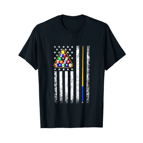 USA Flag Billiard Clothing Apparel For Pool Player American Flag Billiards Vintage Pool Player T-Shirt