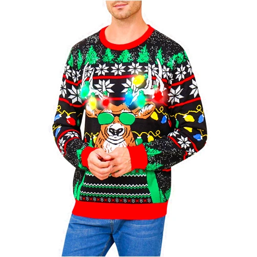 Goodstoworld Light Up Ugly Christmas Sweater for Men Women Funny LED Knitted Sweaters